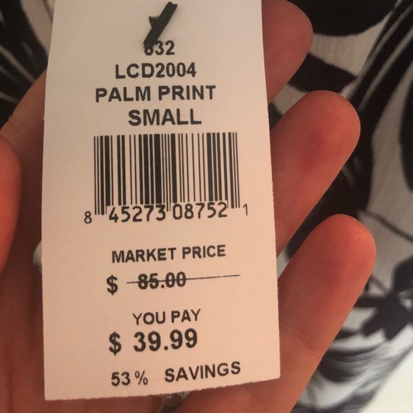 Palm print strapless high low dress - Picture 4 of 5